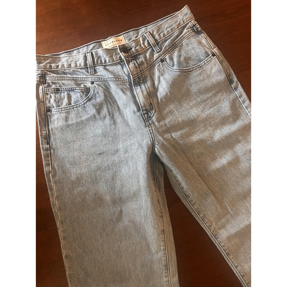 SLVRLAKE Jeans Womens 31 Light Blue Wash Straight Leg Premium Denim Made USA